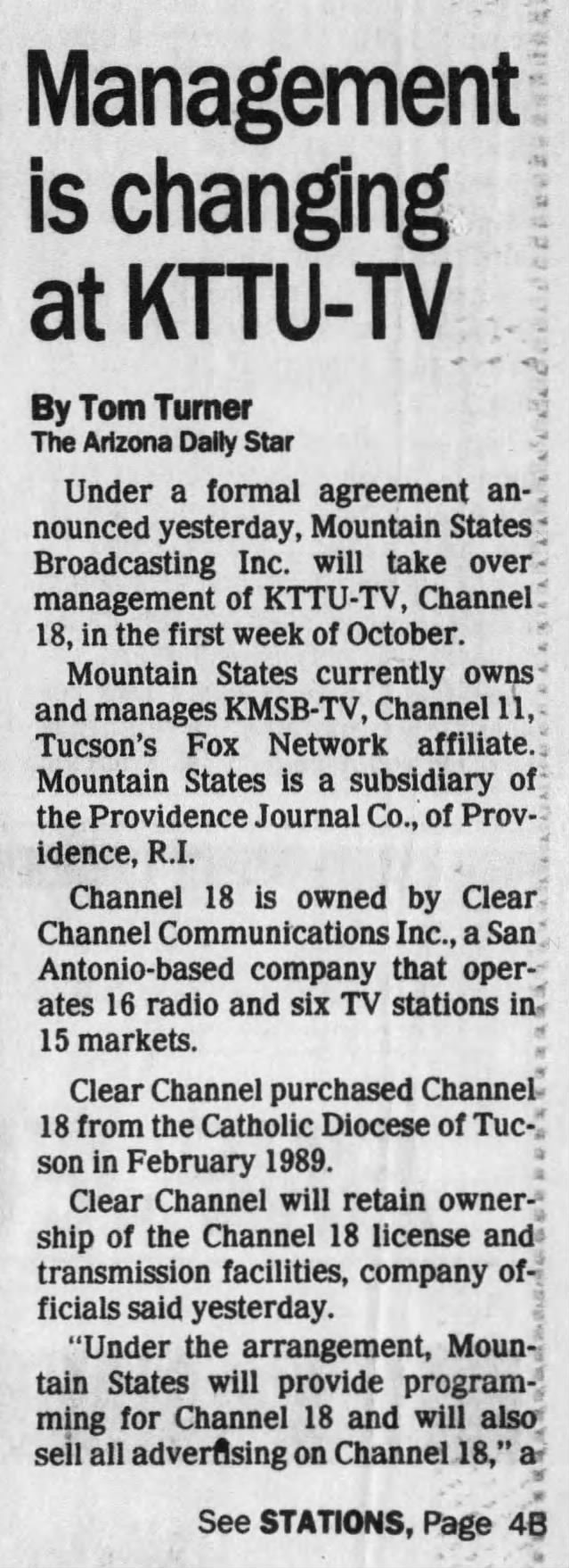 Management is changing at KTTU-TV