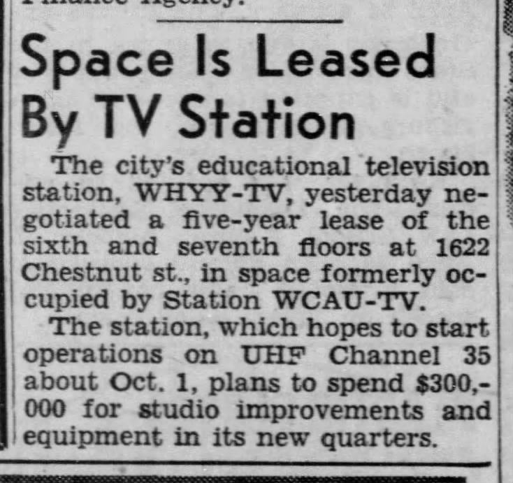 Space Is Leased By TV Station