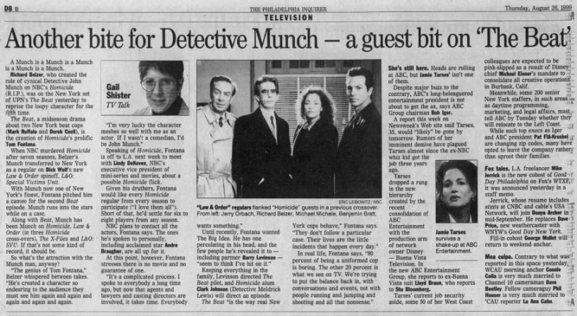 Another bite for Detective Munch—a guest bit on 'The Beat'