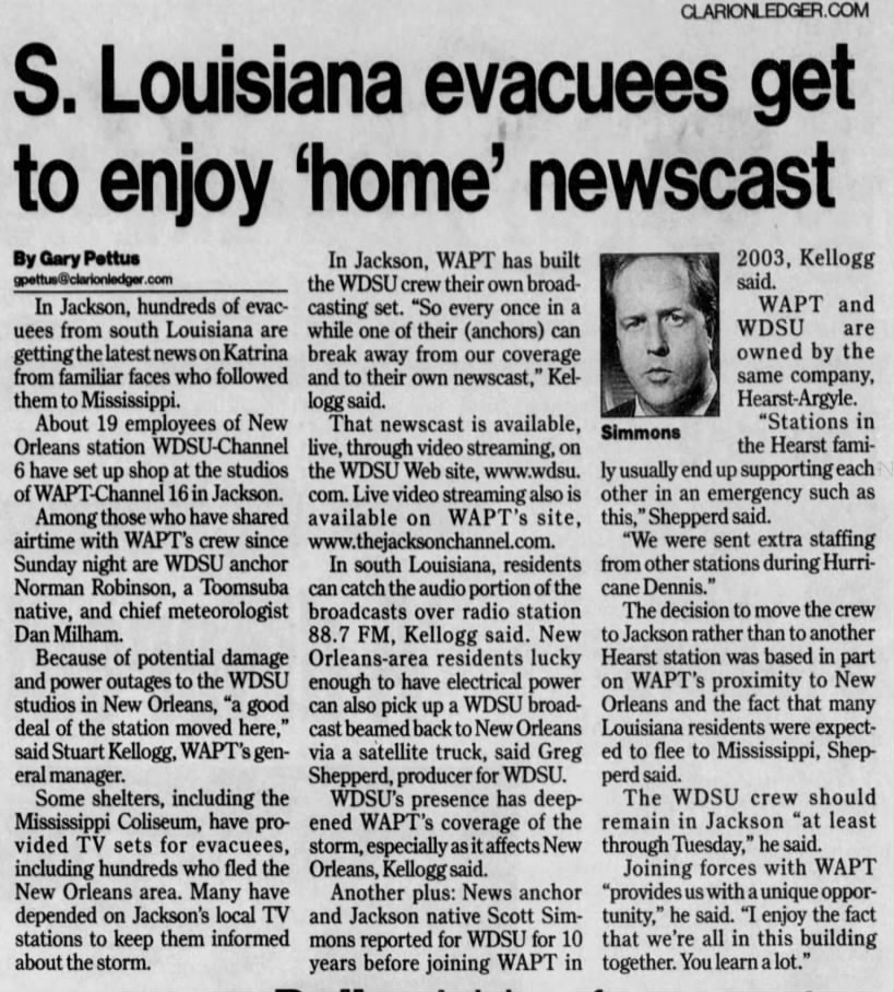 S. Louisiana evacuees get to enjoy 'home' newscast