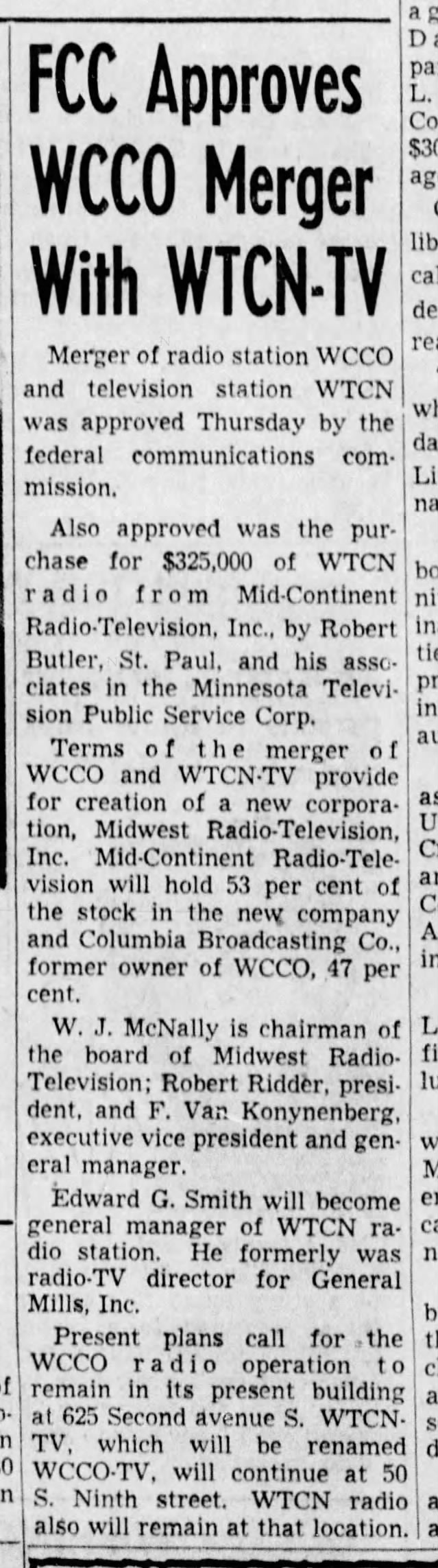 FCC Approves WCCO Merger With WTCN-TV