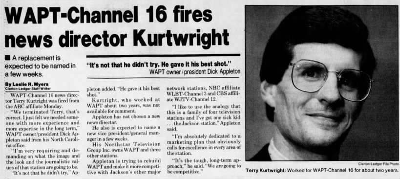 WAPT-Channel 16 fires news director Kurtwright [sic]