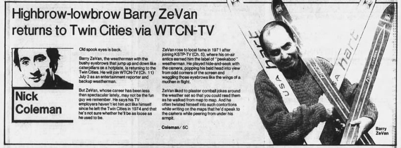 Highbrow-lowbrow Barry ZeVan returns to Twin Cities via WTCN-TV