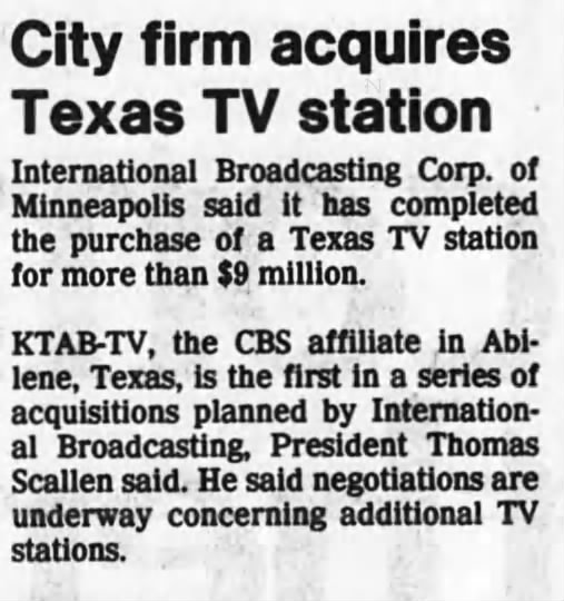 City firm acquires Texas TV station