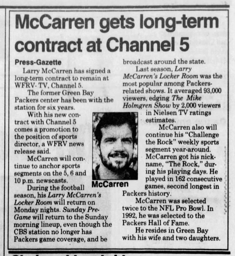 McCarren gets long-term contract at Channel 5