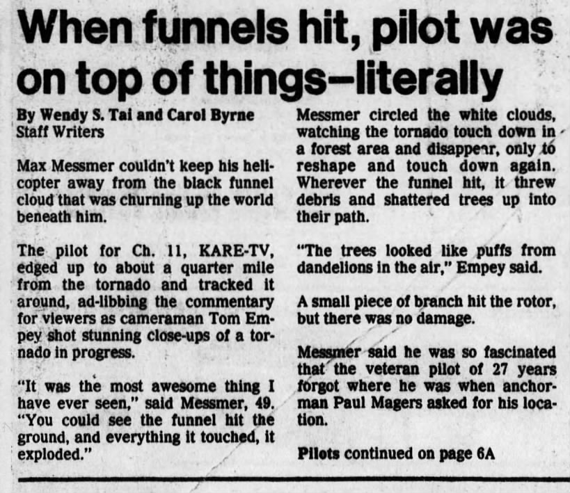 When funnels hit, pilot was on top of things—literally