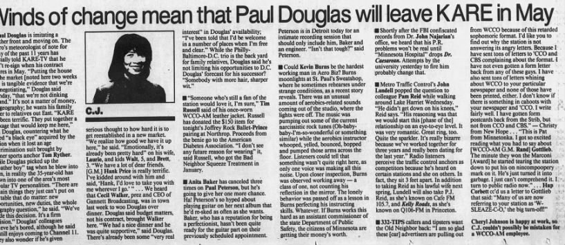 Winds of change mean that Paul Douglas will leave KARE in May