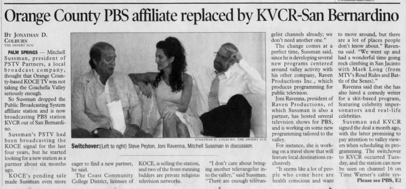 Orange County PBS affiliate replaced by KVCR-San Bernardino