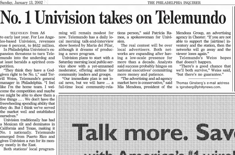No. 1 Univision takes on Telemundo