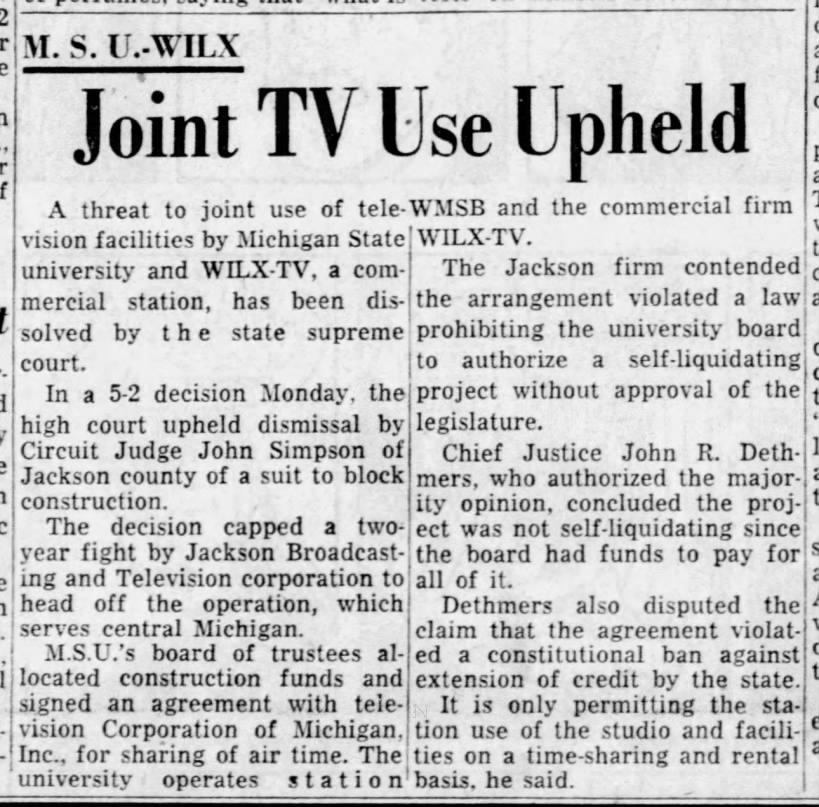 M.S.U.-WILX: Joint TV Use Upheld