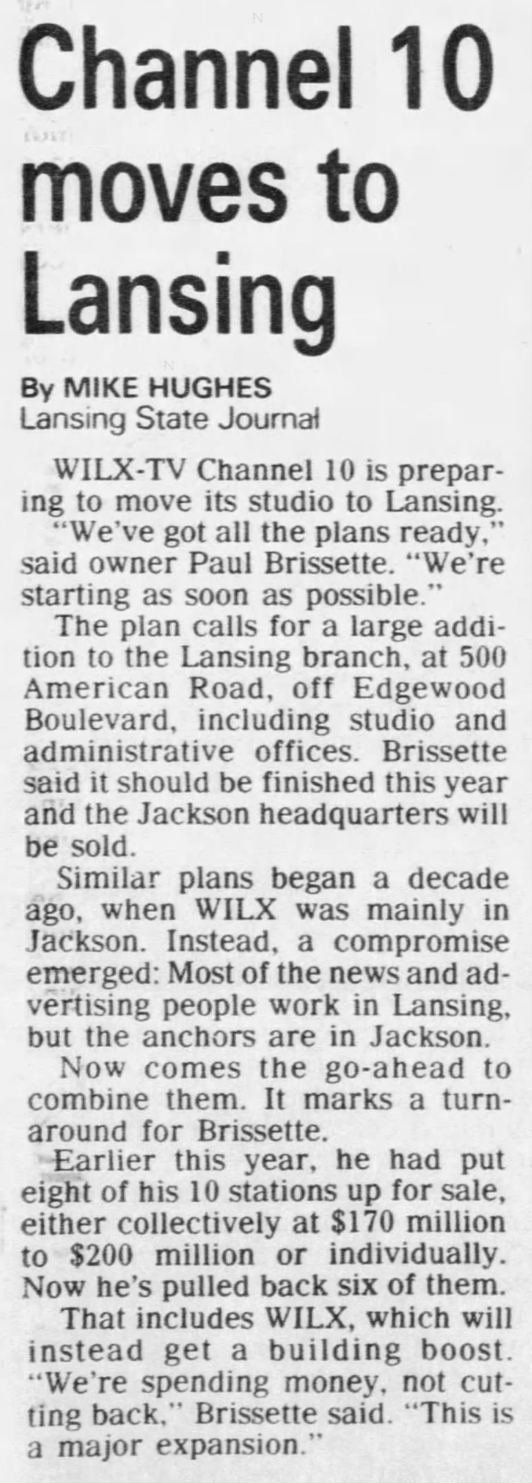 Channel 10 moves to Lansing