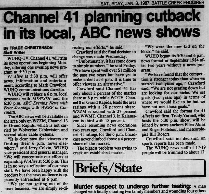 Channel 41 planning cutback in its local, ABC news shows