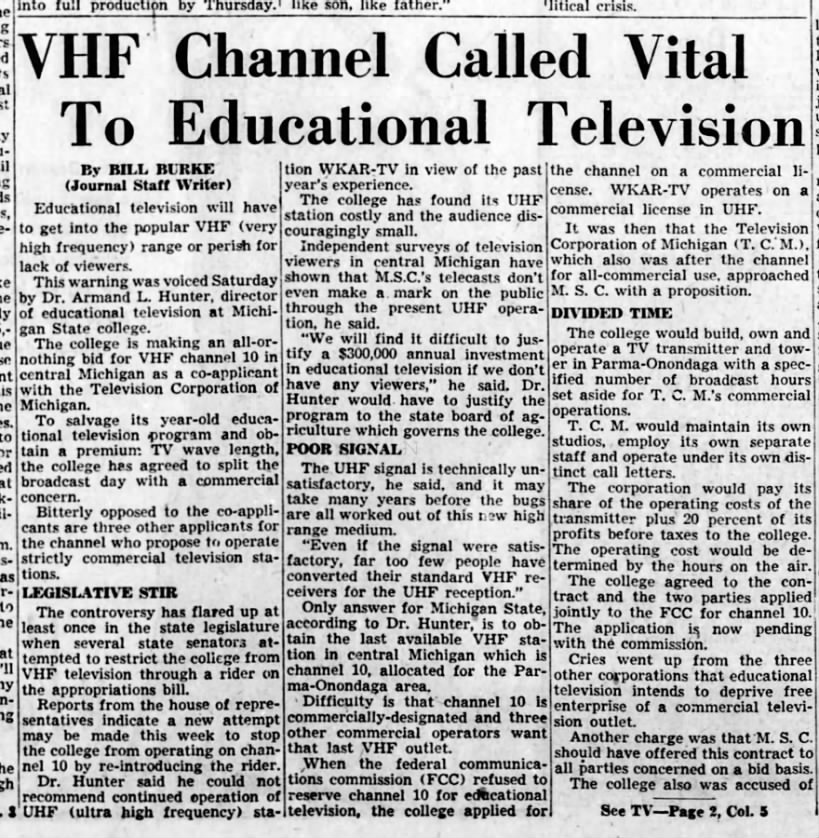 VHF Channel Called Vital To Educational Television