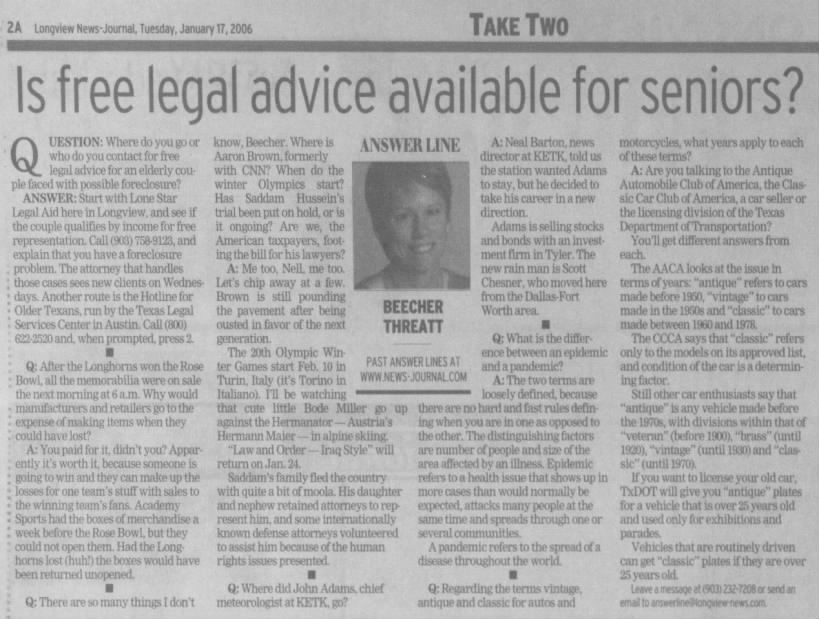 Is free legal advice available for seniors?