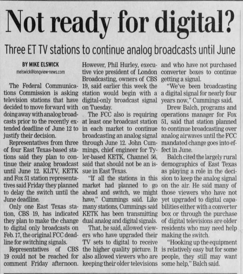 Not ready for digital? Three ET TV stations to continue analog broadcasts until June