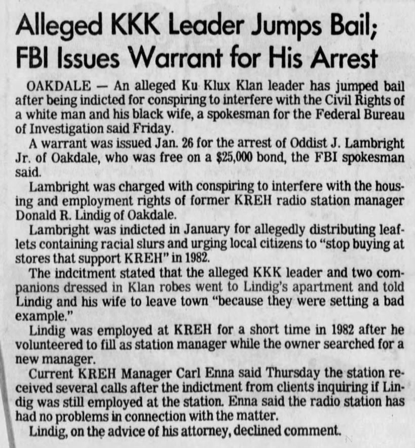 Alleged KKK Leader Jumps Bail; FBI Issues Warrant for His Arrest