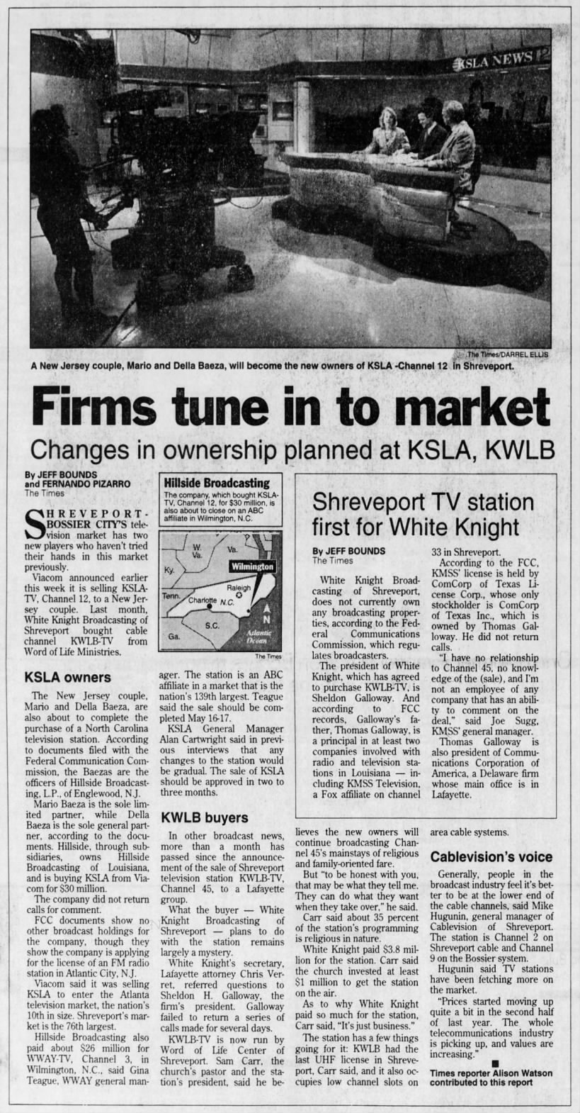 Firms tune in to market: Changes in ownership planned at KSLA, KWLB