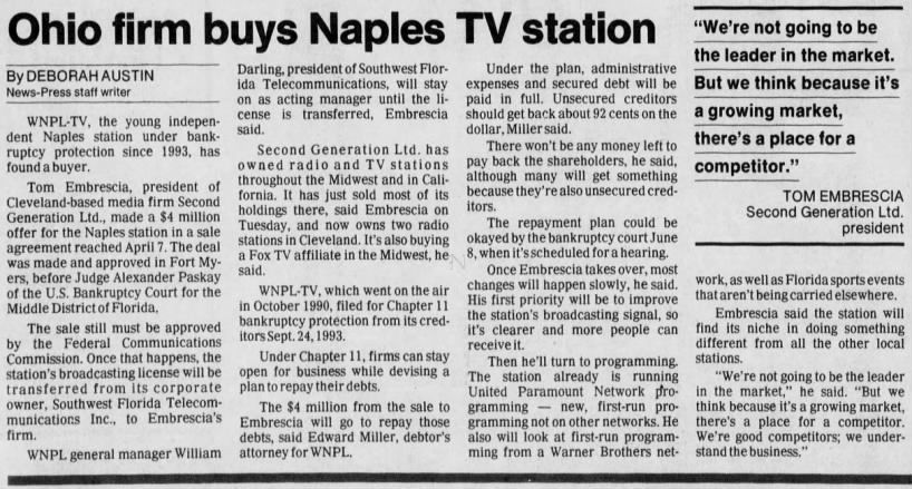Ohio firm buys Naples TV station