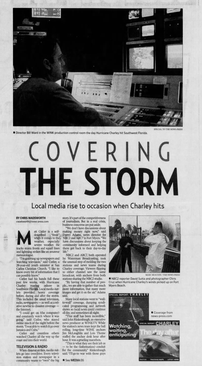 Covering the storm: Local media rise to occasion when Charley hits