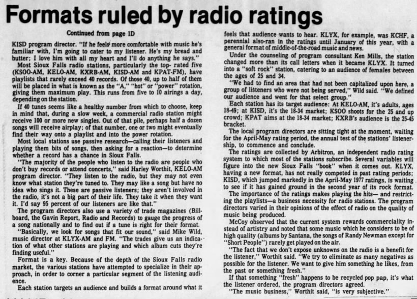 Formats ruled by radio ratings
