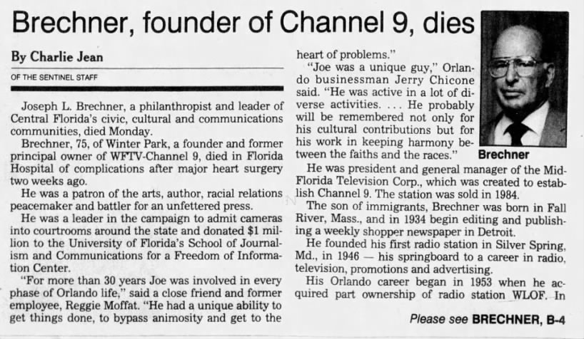 Brechner, founder of Channel 9, dies