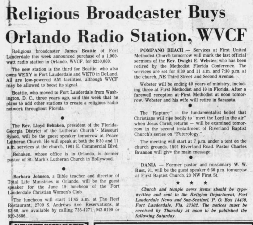 Religious Broadcaster Buys Orlando Radio Station, WVCF