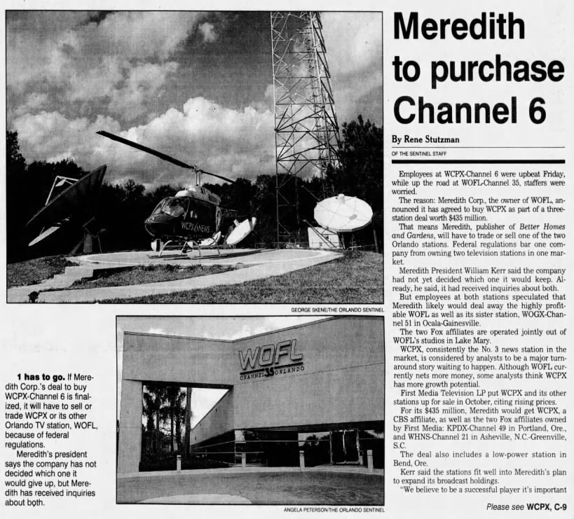 Meredith to purchase Channel 6