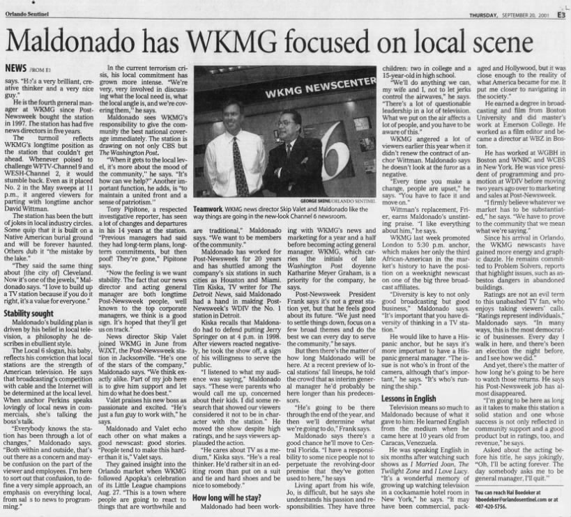 Maldonado has WKMG focused on local scene