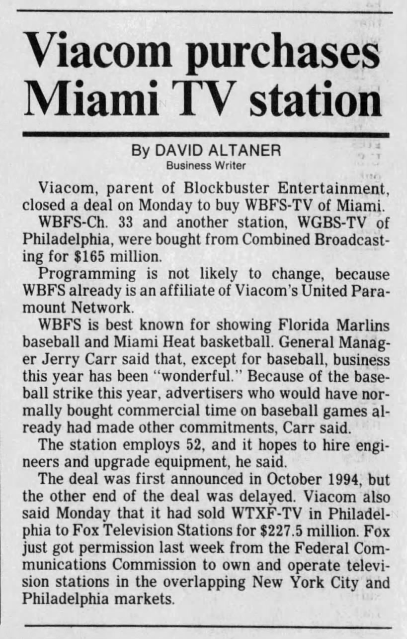Viacom purchases Miami TV station