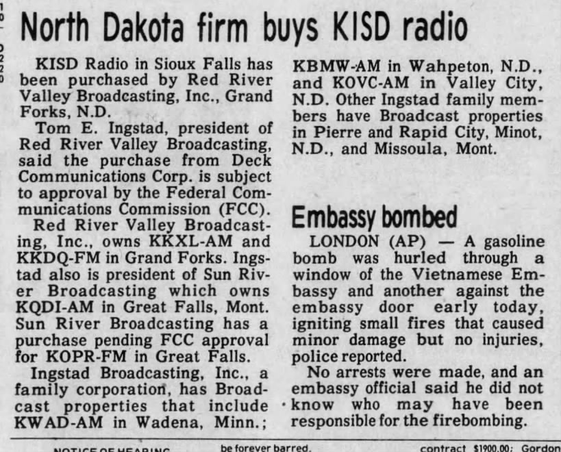 North Dakota firm buys KISD radio