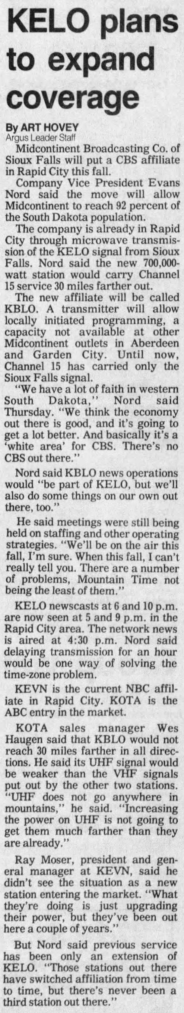 KELO plans to expand coverage