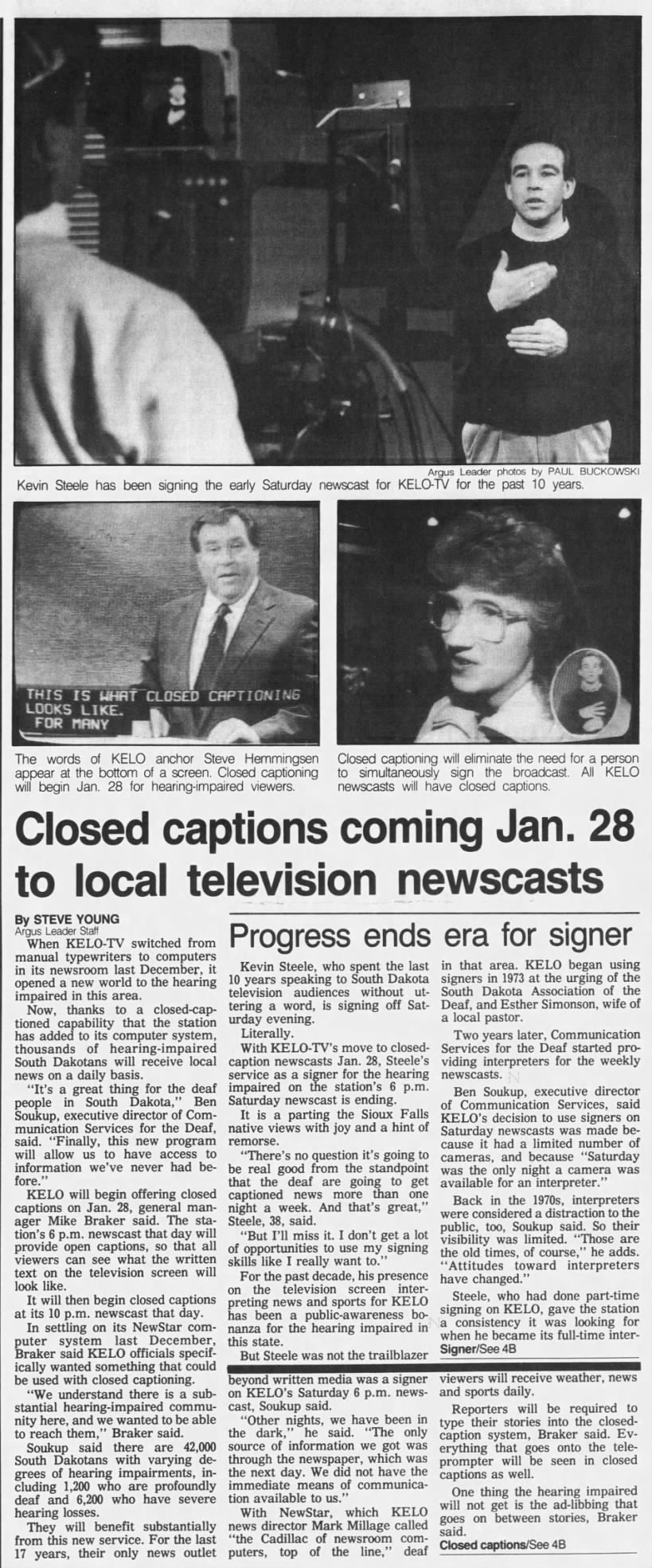 Closed captions coming Jan. 28 to local television newscasts