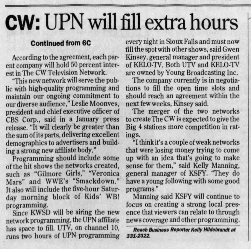 CW: UPN will fill extra hours