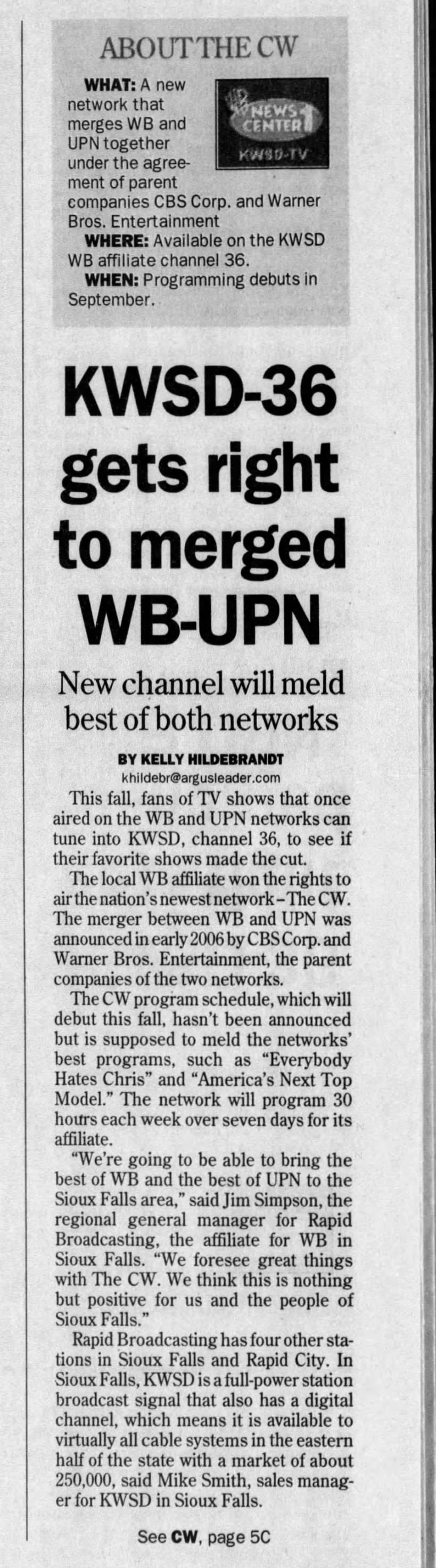 KWSD-36 gets right to merged WB-UPN