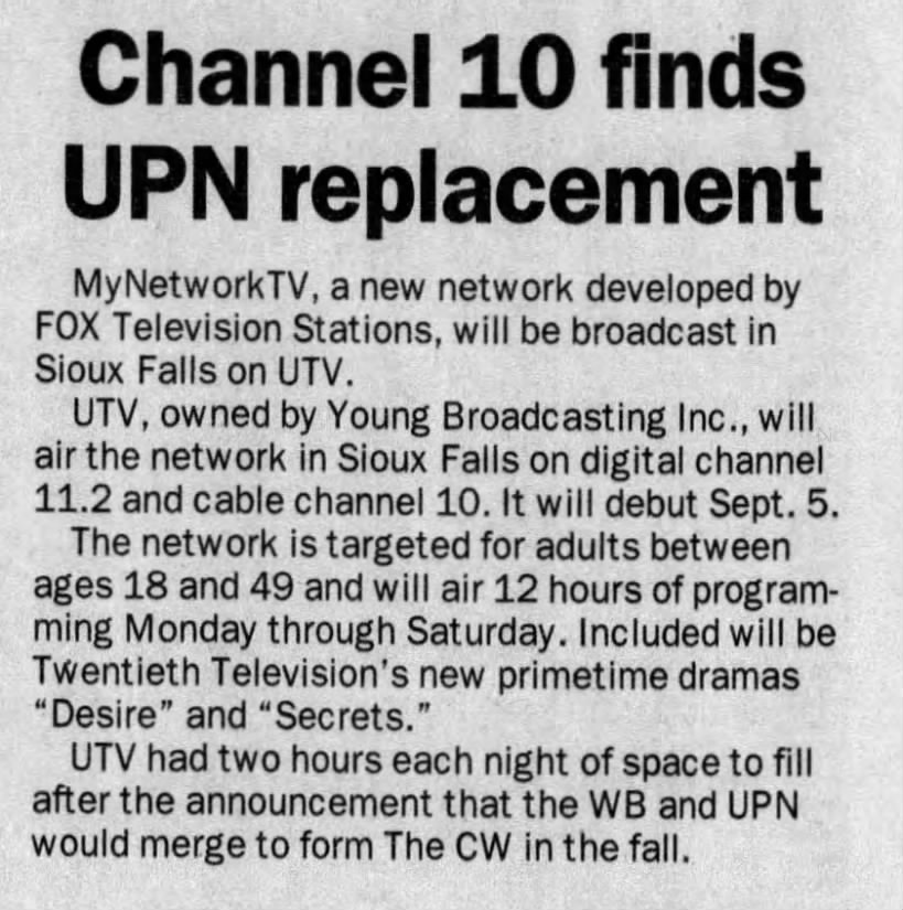 Channel 10 finds UPN replacement