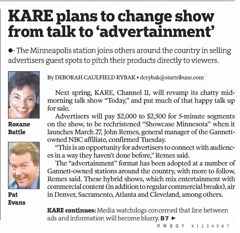 KARE plans to change show from talk to 'advertainment'
