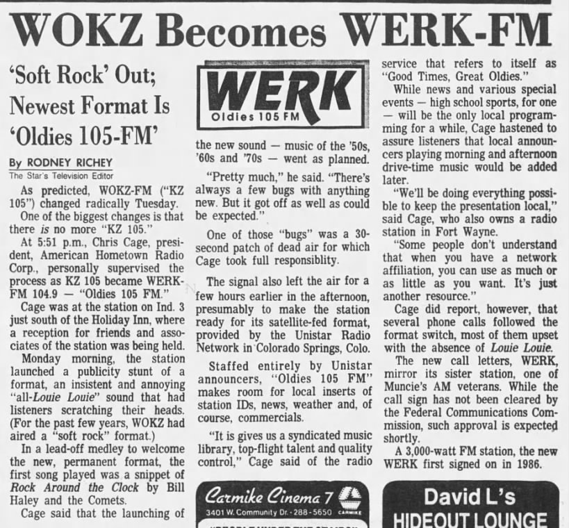 WOKZ Becomes WERK-FM