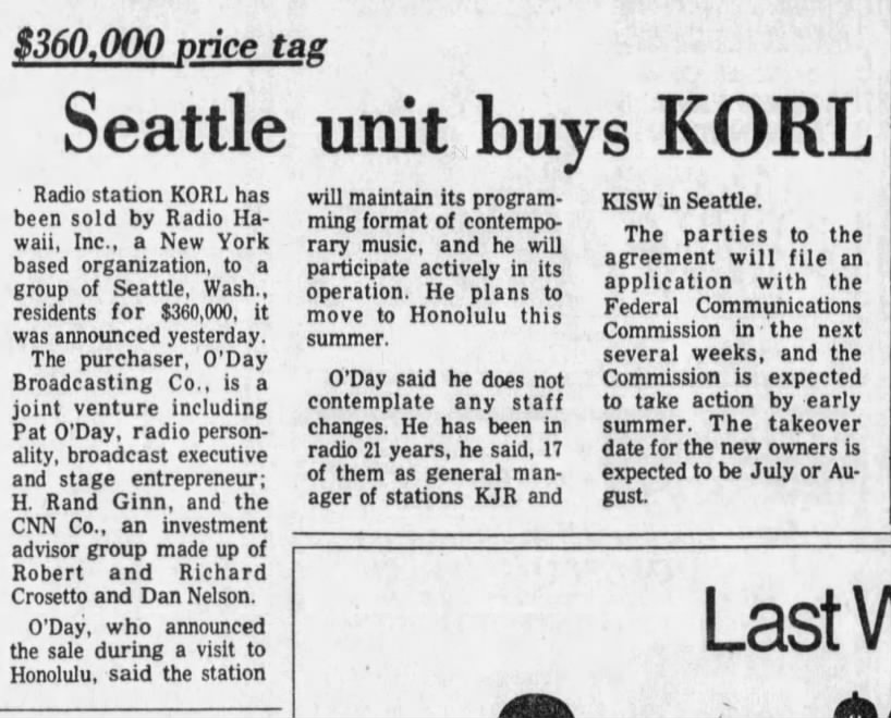 $360,000 price tag: Seattle unit buys KORL