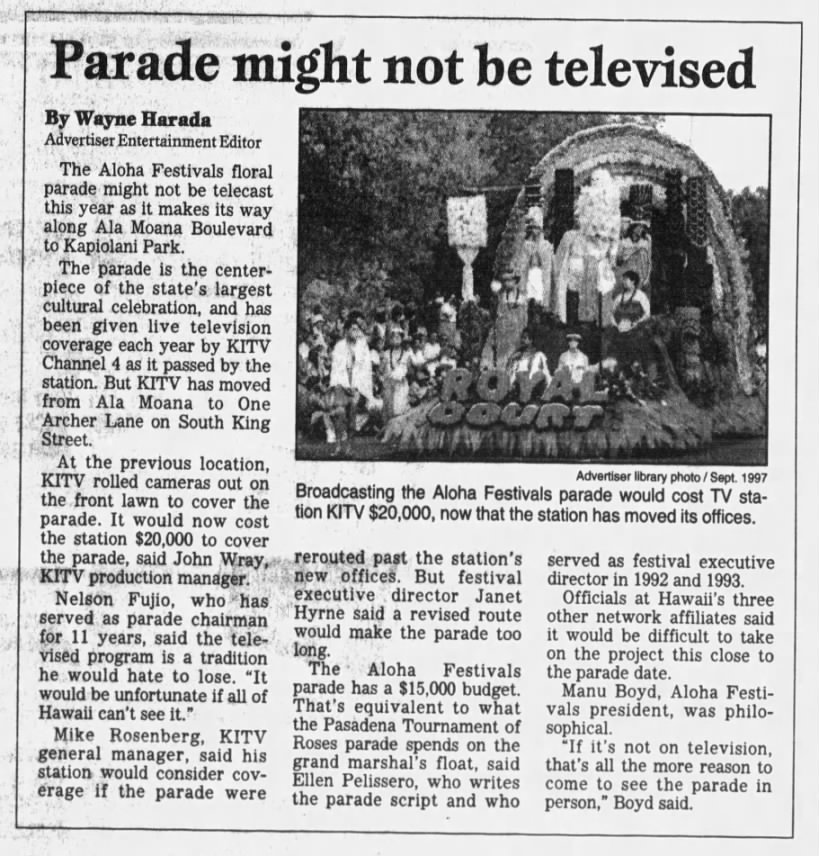 Parade might not be televised