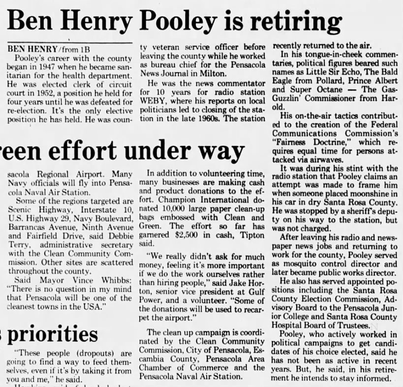 Ben Henry Pooley is retiring