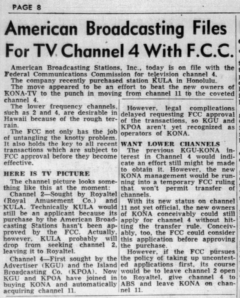 American Broadcasting Files For TV Channel 4 With F.C.C.
