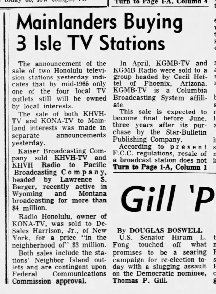 Mainlanders Buying 3 Isle TV Stations