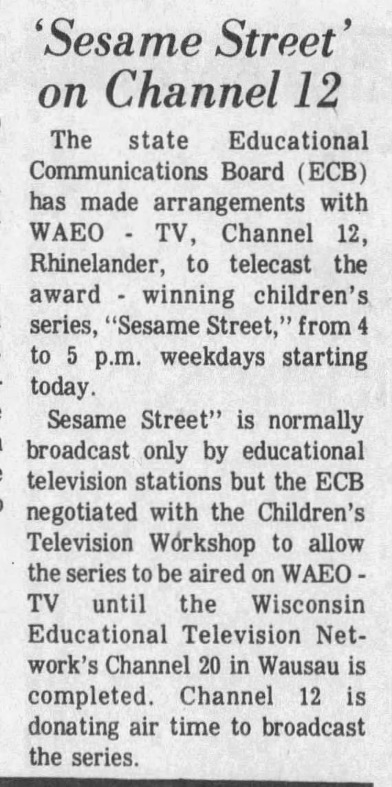 'Sesame Street' on Channel 12