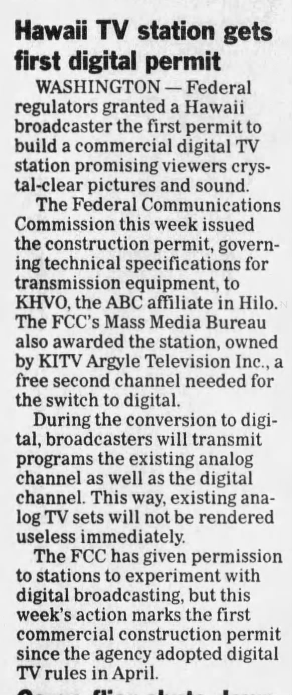 Hawaii TV station gets first digital permit