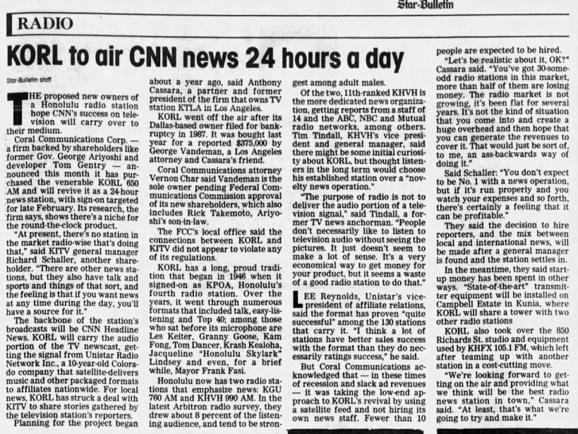 KORL to air CNN news 24 hours a day