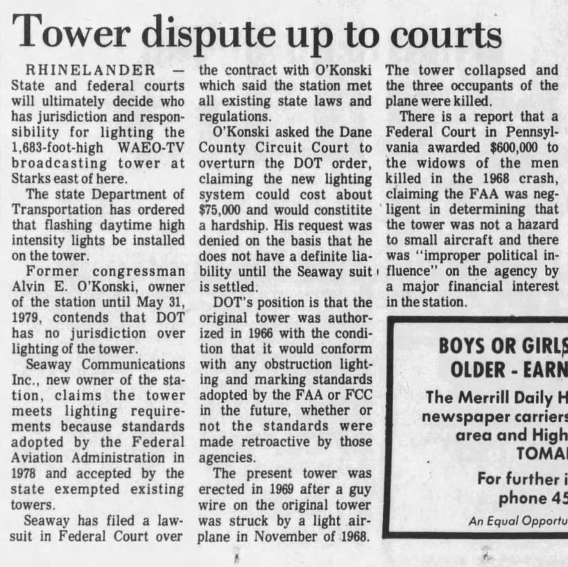 Tower dispute up to courts