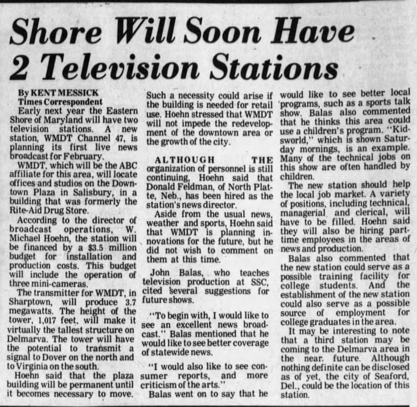 Shore Will Soon Have 2 Television Stations