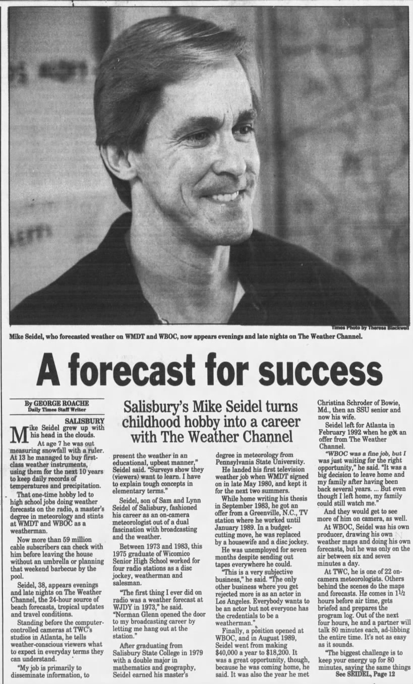 A forecast for success: Salisbury's Mike Seidel turns childhood hobby into a career with The Weather
