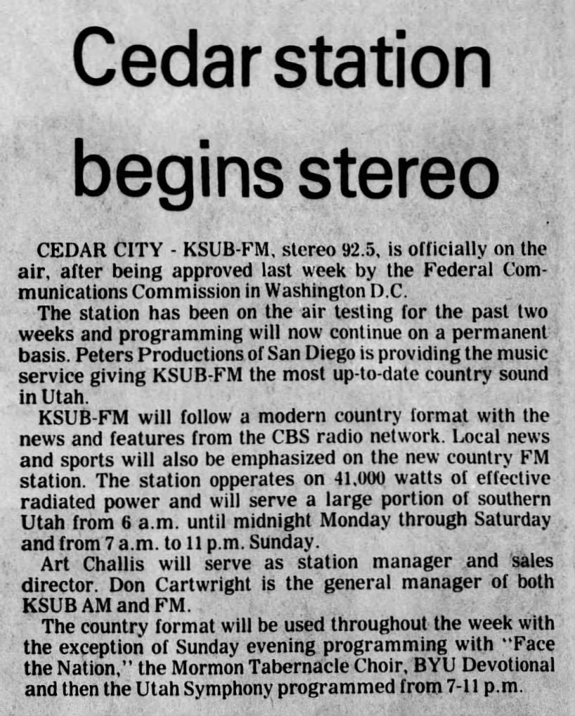 Cedar station begins stereo