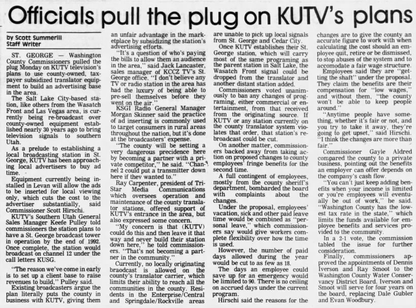Officials pull the plug on KUTV's plans